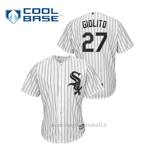 Maglia Baseball Uomo Chicago White Sox 27 Lucas Giolito Cool Base Bianco